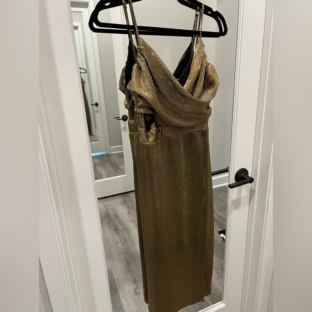Gold shimmer midi dress